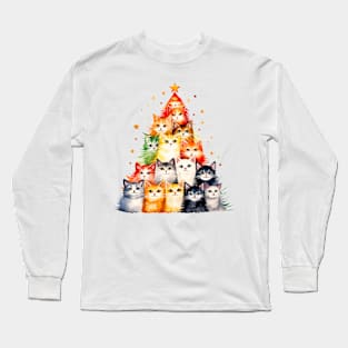 Cat Christmas Tree Long Sleeve T-Shirt